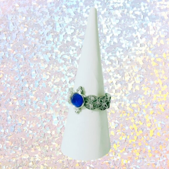 BP Genuine Lapis Quartz Ring - Rhodium Plating (Size 7) - Picture 4 of 7